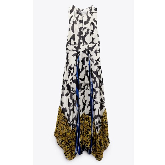 ZARA NWT LIMITED EDITION FLORAL MULTICOLOR PRINTED PLEATED DRESS S,M NWT - Picture 7 of 14